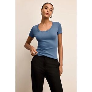 M.M. LaFleur The Avi Scoopneck T - Shirt - Organic Ribbed Pima Cotton